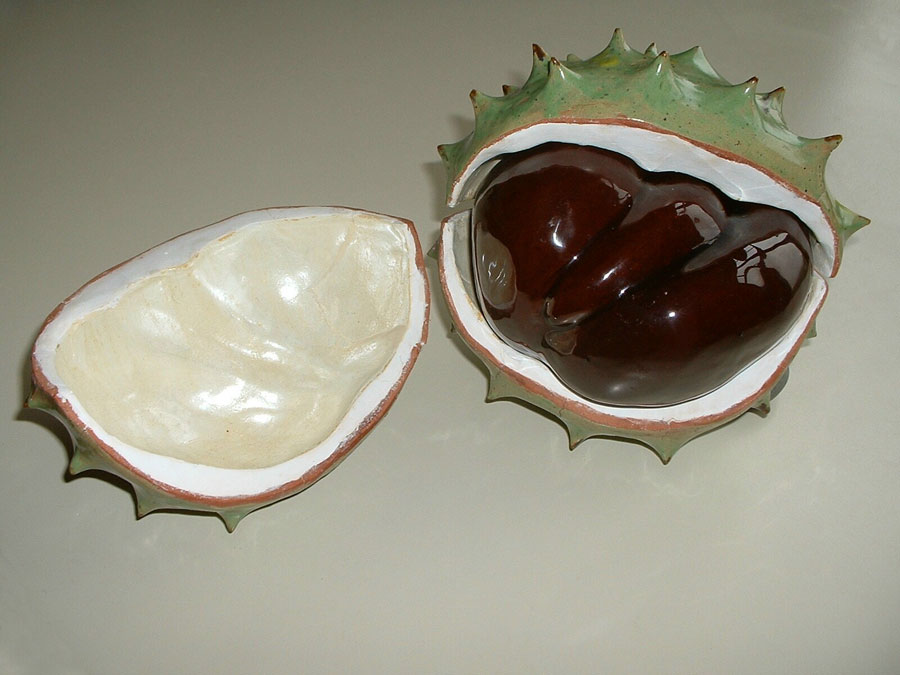 Kastanie - 4-teilg, Keramik, glasiert